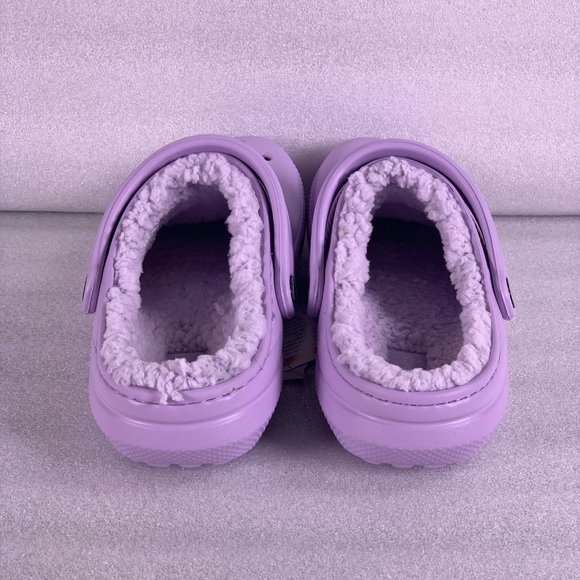 fuzzy crocs lavender